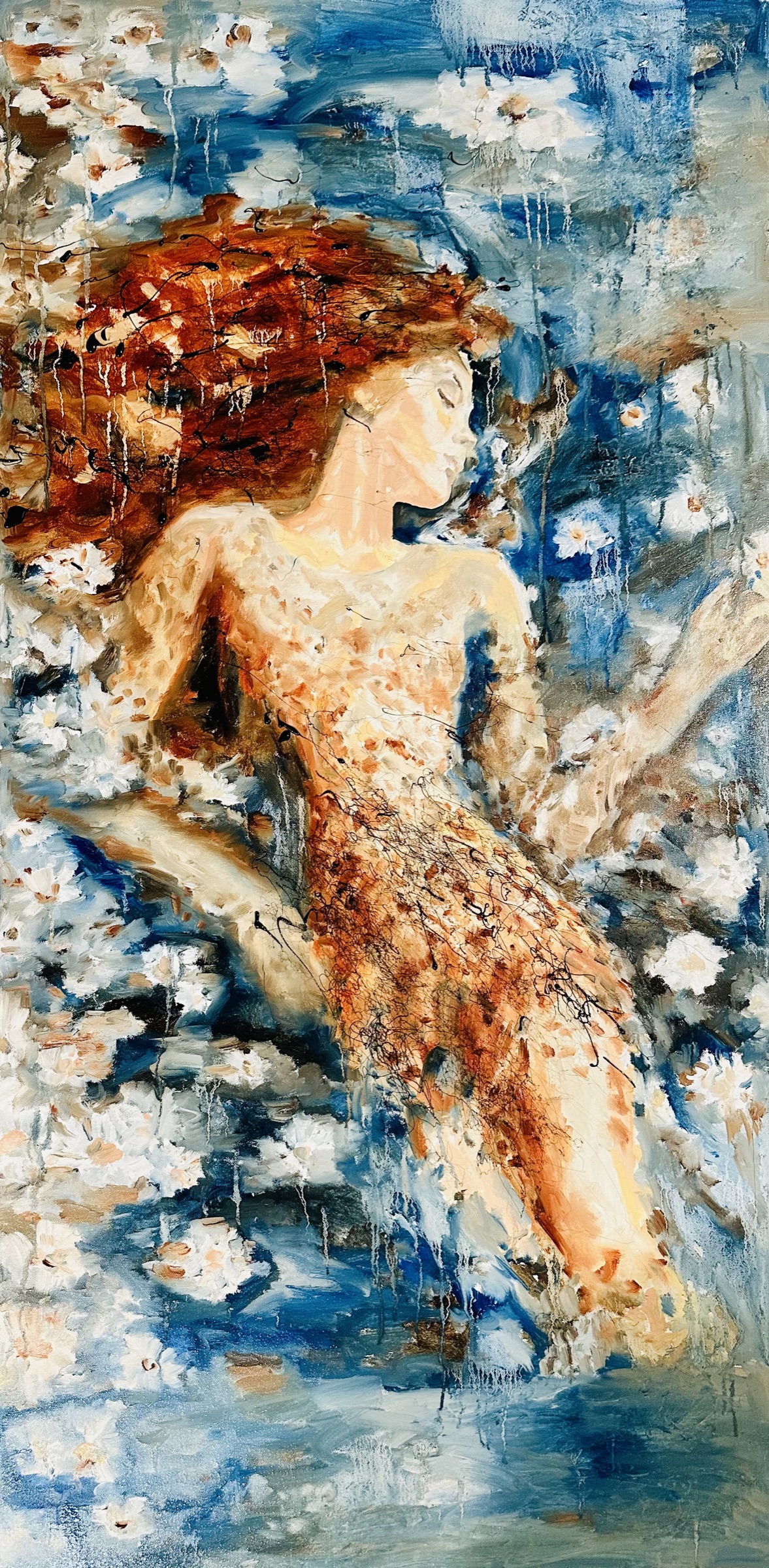 Untitled, 2026 — oil on canvas by Hadis Bahrami, 23 × 46 in, from the series Between Home and Horizon.